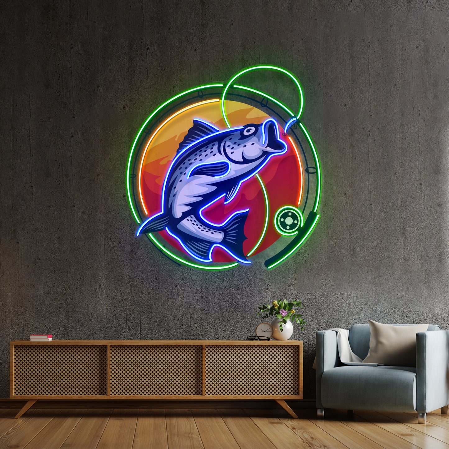 Fishing Hook Led Neon Sign Light Custom Led Signs