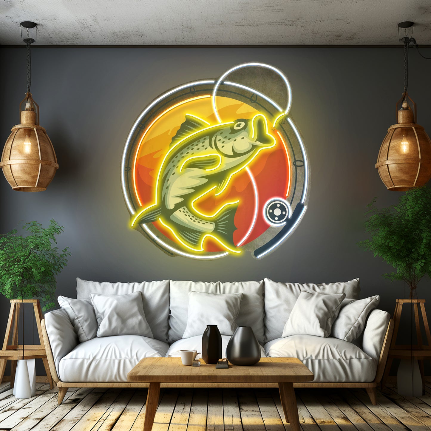 Fishing Hook Led Neon Sign Light Custom Led Signs