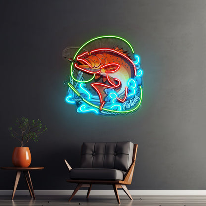 Fishing On Blue Waves Led Neon Sign Light Custom Led Signs - Shineneon