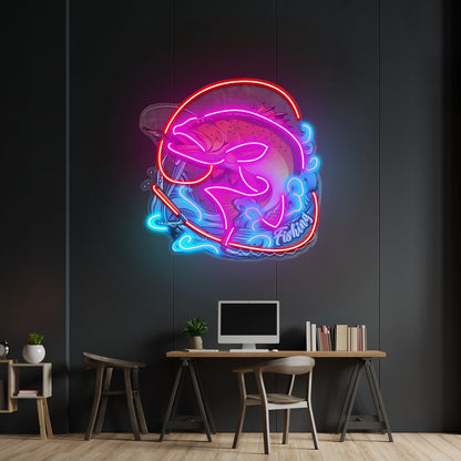 Fishing On Blue Waves Led Neon Sign Light Custom Led Signs - Shineneon