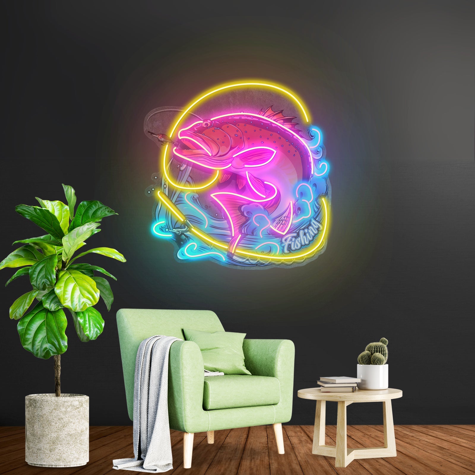 Fishing On Blue Waves Led Neon Sign Light Custom Led Signs - Shineneon