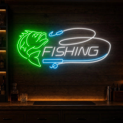 Fishing Rod And Fish LED Neon Sign high-converting product image