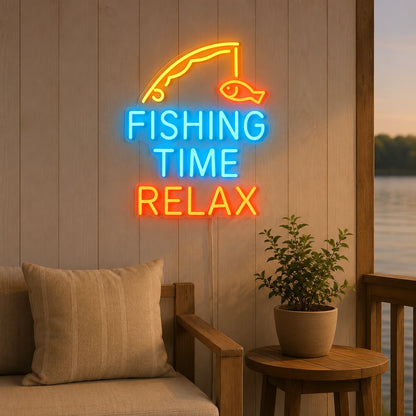 Fishing Time Relax LED Neon Sign size image