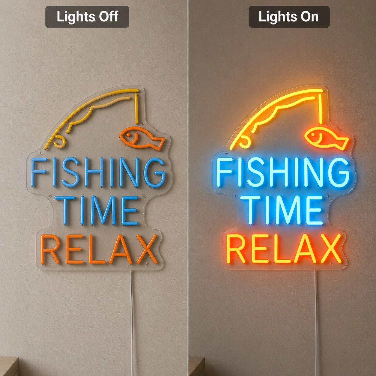 Fishing Time Relax LED Neon Sign main product image