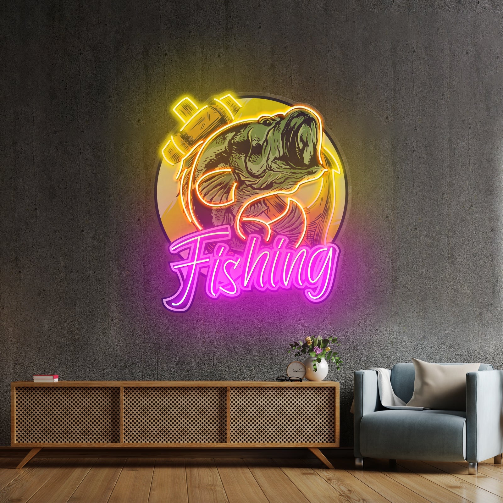 Fishing With A Large Anchor Led Neon Sign Light Custom Led Signs - Shineneon