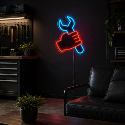 Fist Holding Wrench LED Neon Sign - Shineneon