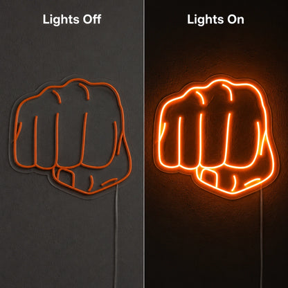 Fist Punch Neon Sign LED Neon Sign day and night comparison