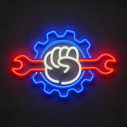 Fist Wrench Gear Vintage LED Neon Sign main product image