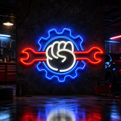 Fist Wrench Gear Vintage LED Neon Sign - Shineneon