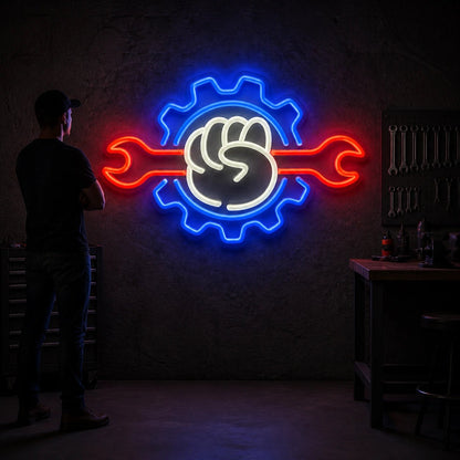 Fist Wrench Gear Vintage LED Neon Sign - Shineneon