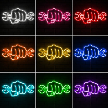 Fist Wrench Neon Sign LED Neon Sign color grid