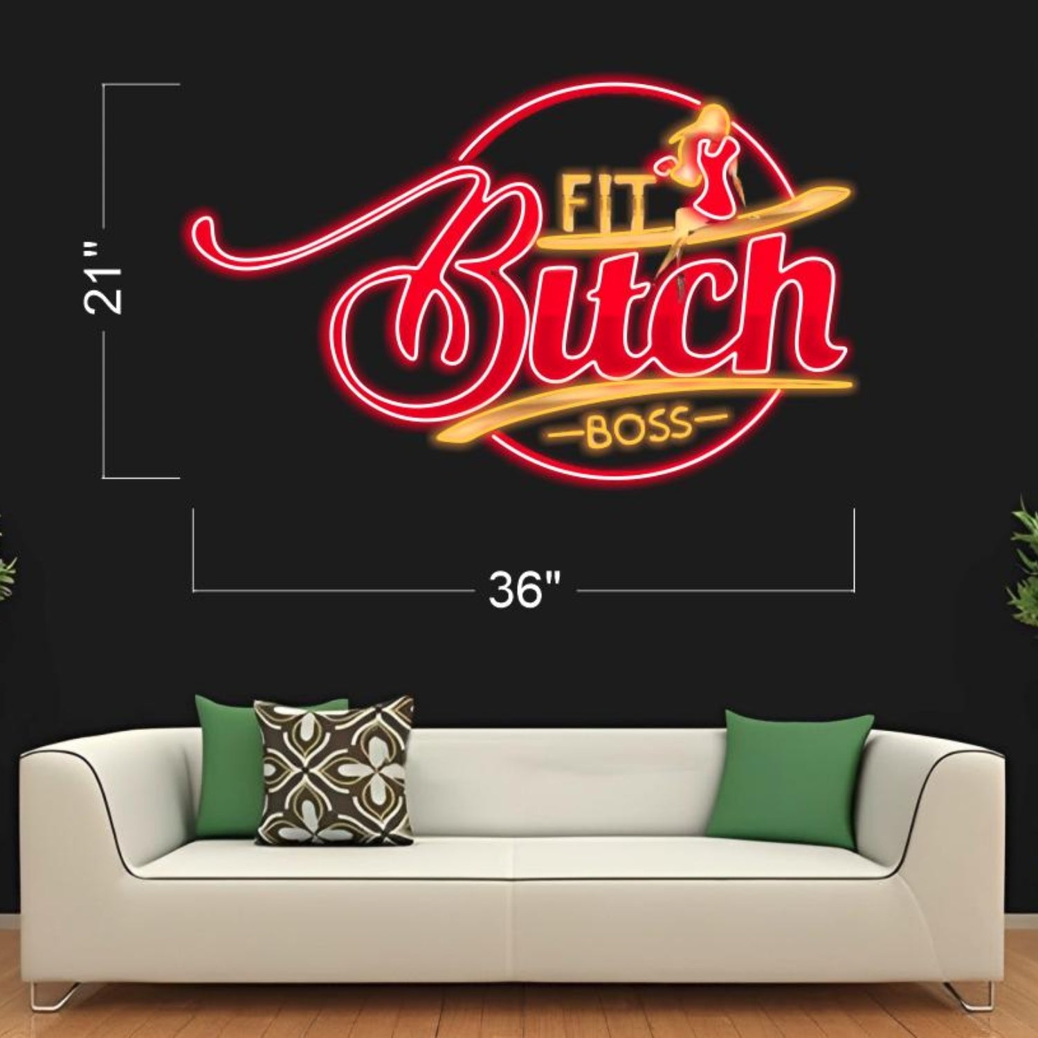 Fit Bitch Boss Red-Yellow Led Neon Sign For Home Gym And Studio Decor | Shineneon