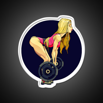 Fit Woman Blonde Deadlift Women Are Strong Gym Fitness Led Neon Sign Rgb Color