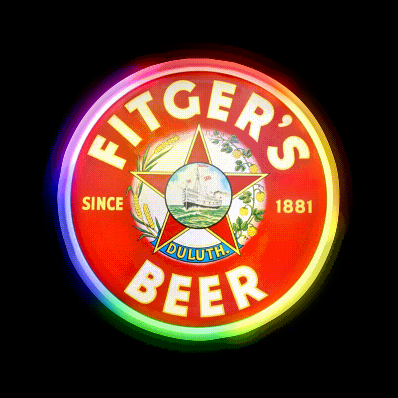 Fitgers Beer Duluth Minnesota Beer Bar Decor Led Neon Sign Rgb Color - LED neon sign close-up detail