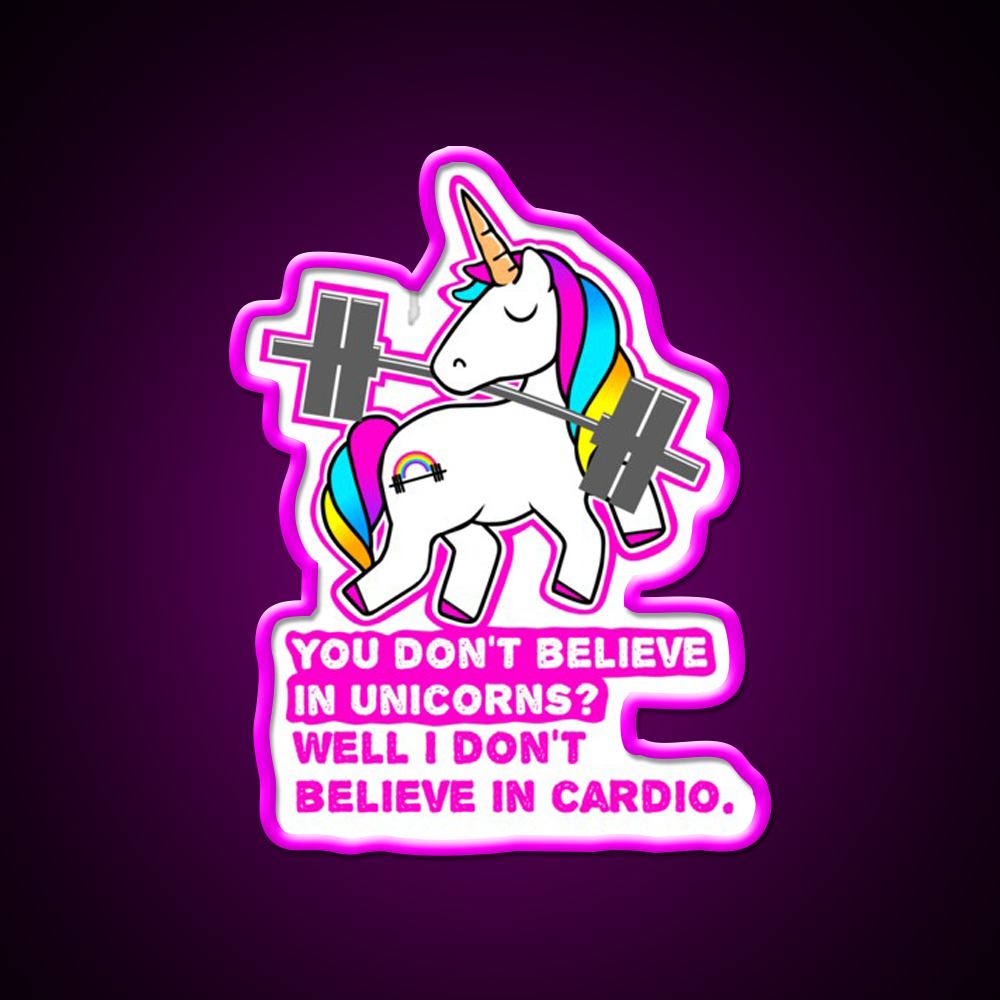 Fitness Barbell Unicorn Cardio Funny Gym Fitness Led Neon Sign Rgb Color