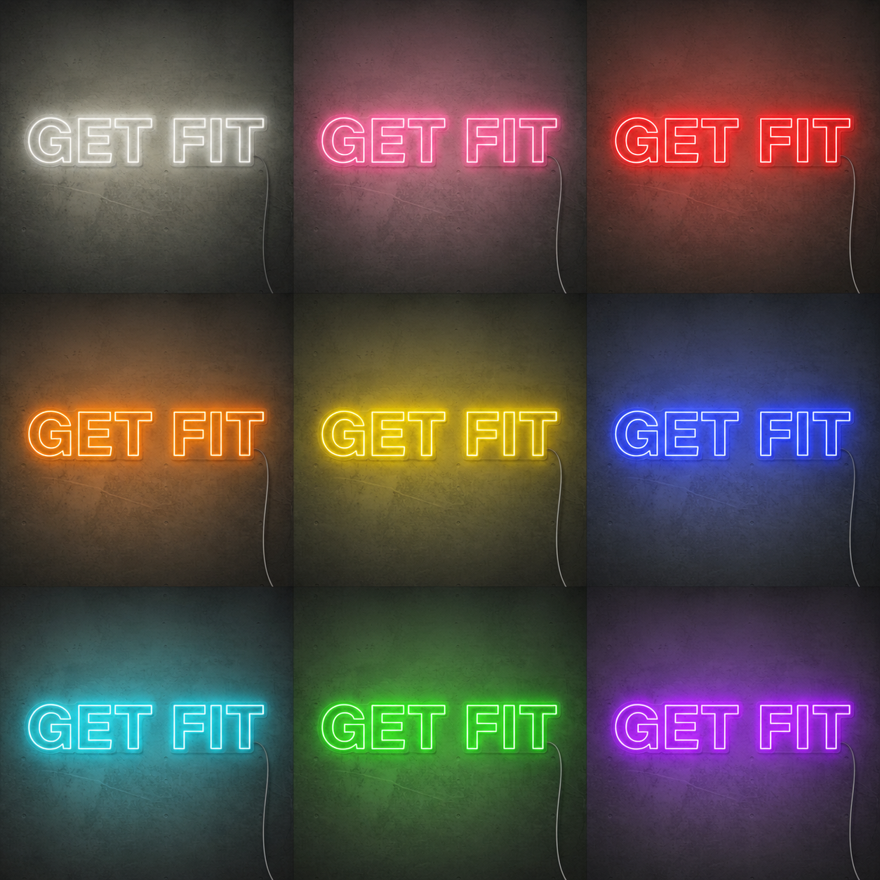 Fitness Fan Room LED Neon Sign color grid