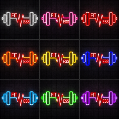 Fitness Game Room LED Neon Sign color grid