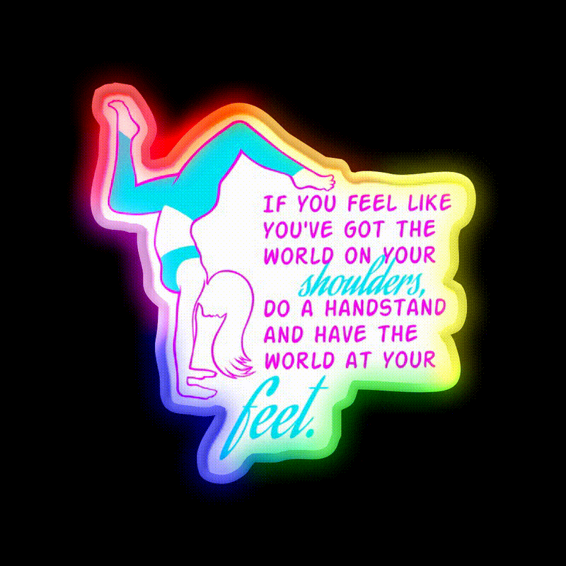 Fitness Girl Hand Stand Girl Gym Fitness Led Neon Sign Rgb Color