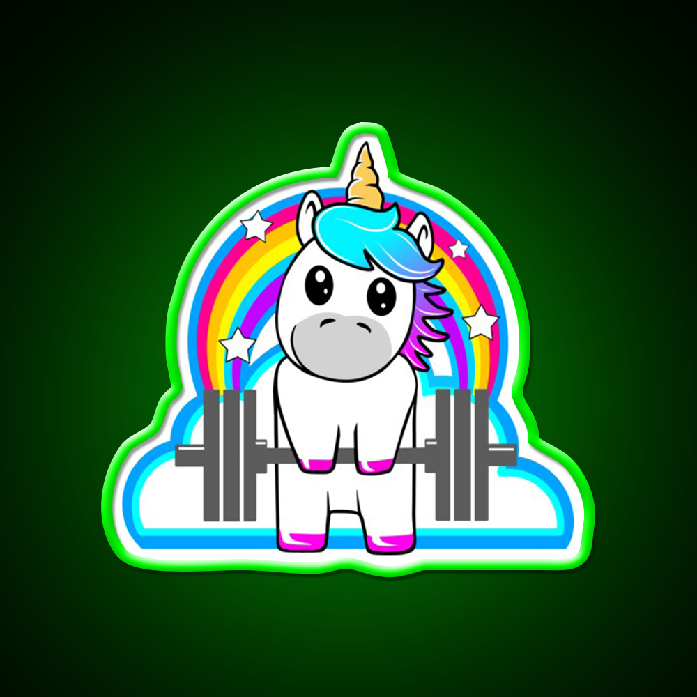 Fitnessgirl Barbell Unicorn Who Lift Gym Fitness Led Neon Sign Rgb Color