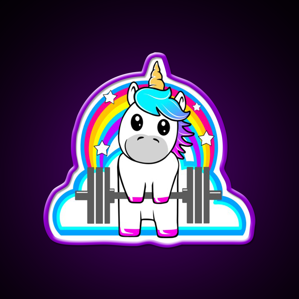 Fitnessgirl Barbell Unicorn Who Lift Gym Fitness Led Neon Sign Rgb Color