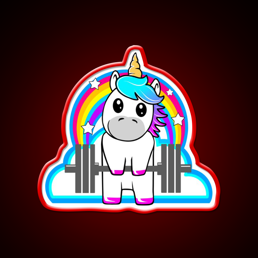 Fitnessgirl Barbell Unicorn Who Lift Gym Fitness Led Neon Sign Rgb Color