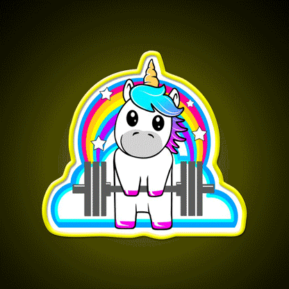 Fitnessgirl Barbell Unicorn Who Lift Gym Fitness Led Neon Sign Rgb Color