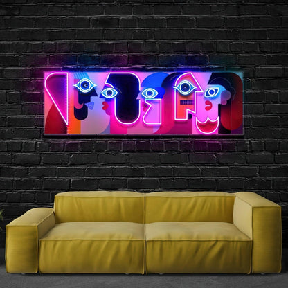 Five Faces Pink Blue Purple Abstract Led Neon Sign For Home Bar Art Decor | Shineneon