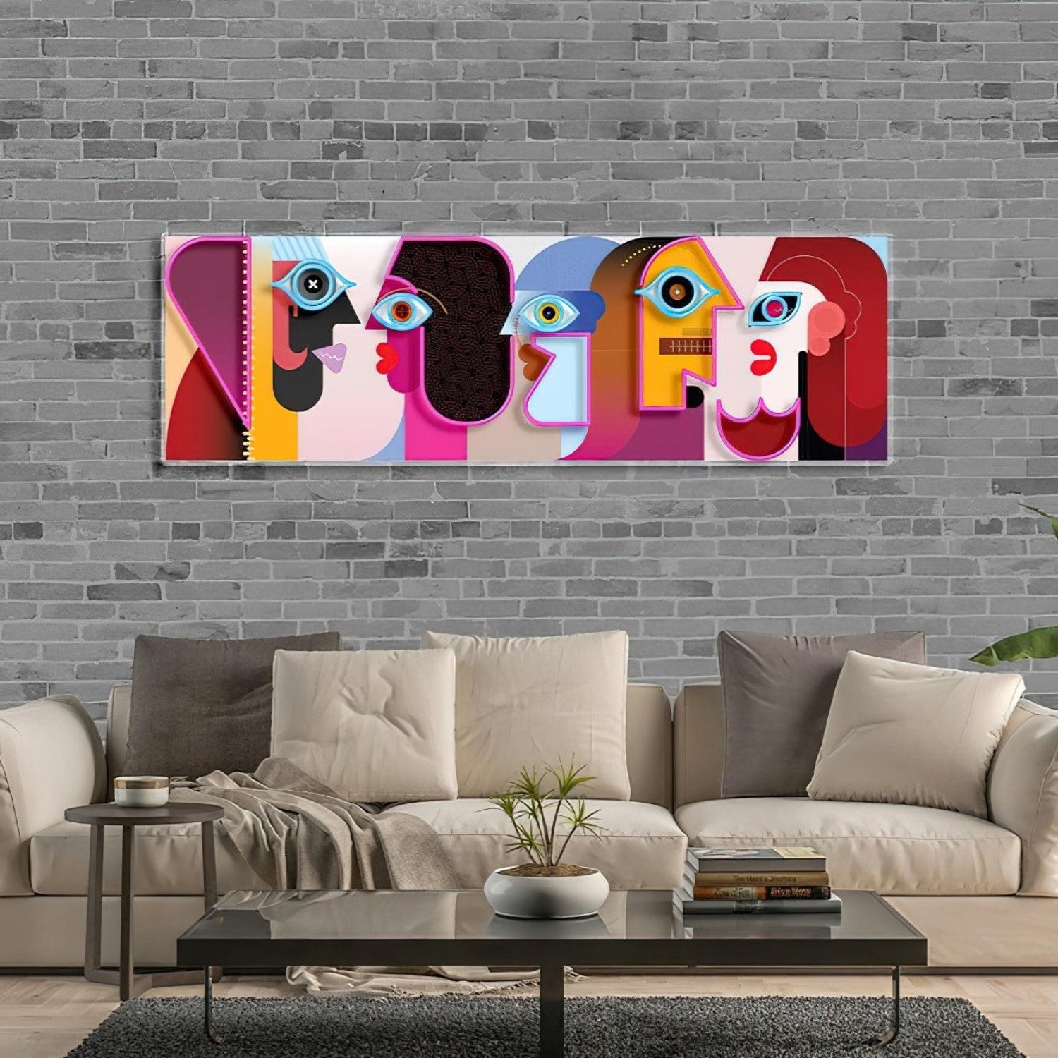 Five Faces Pink Blue Purple Abstract Led Neon Sign For Home Bar Art Decor | Shineneon