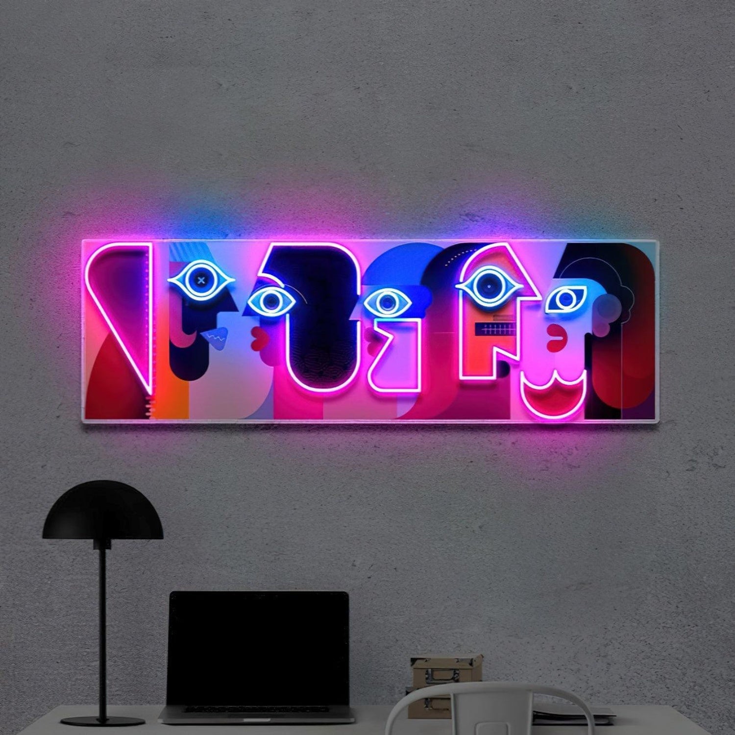 Five Faces Pink Blue Purple Abstract Led Neon Sign For Home Bar Art Decor | Shineneon