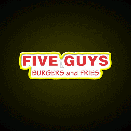 Five Guys Burgers And Fries Merch Fast Food Led Neon Sign For Burger Place Rgb Color - Custom LED neon sign front view