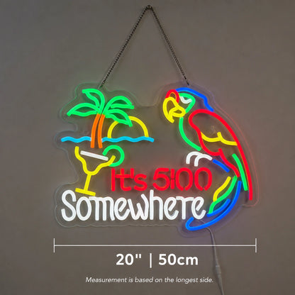 Five Oclock Somewhere Neon Sign LED Neon Sign size image