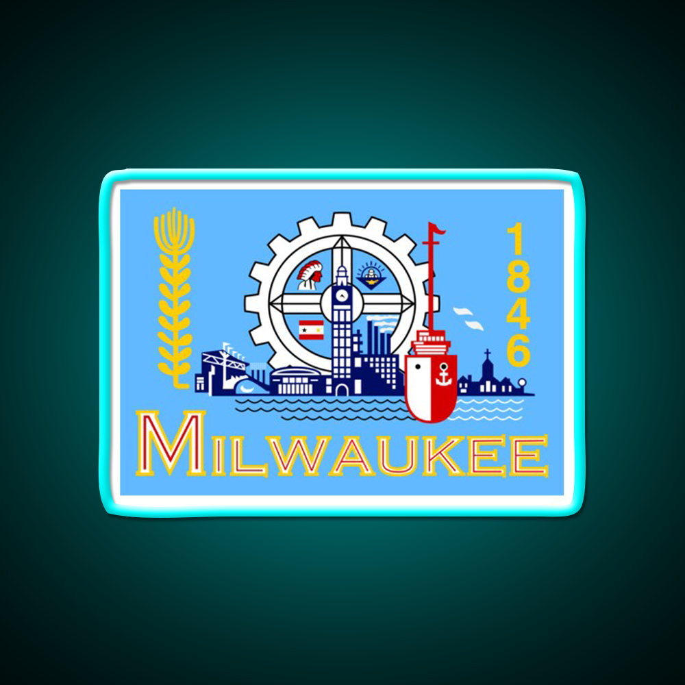 Flag Of Milwaukee Beer Bar Decor Led Neon Sign Rgb Color - Size and dimension reference