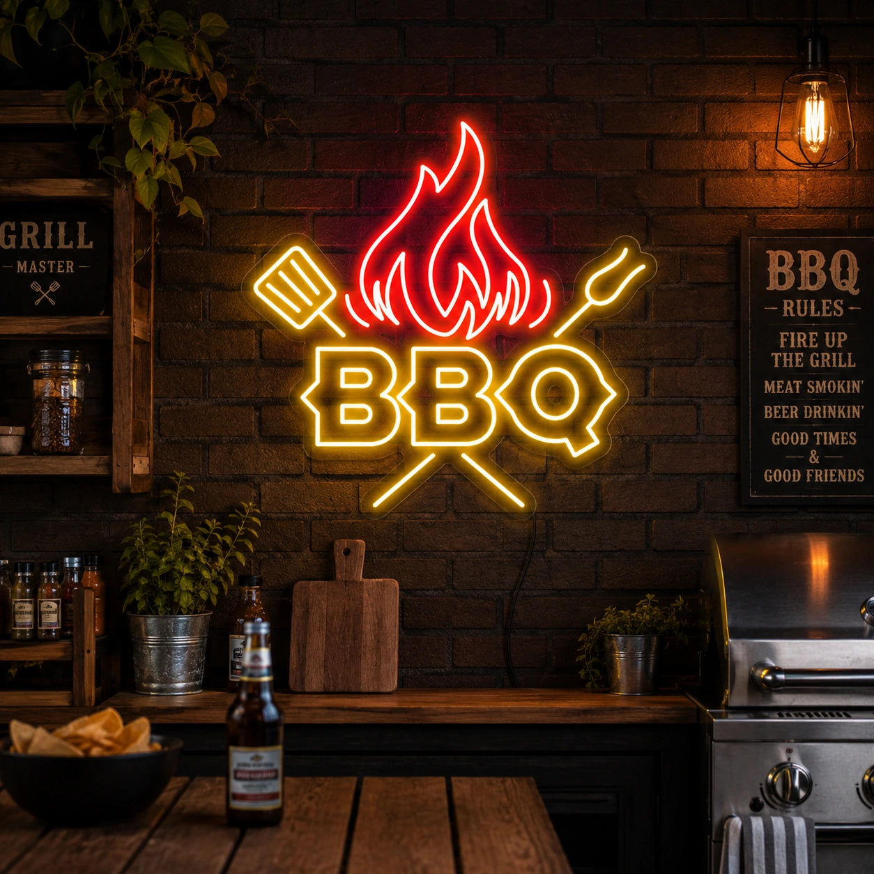 Flame BBQ Neon Sign LED Neon Sign real lifestyle scene