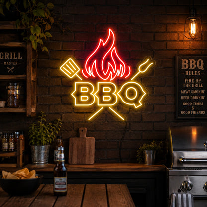 Flame BBQ Neon Sign LED Neon Sign real lifestyle scene