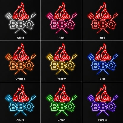 Flame BBQ Neon Sign LED Neon Sign color grid
