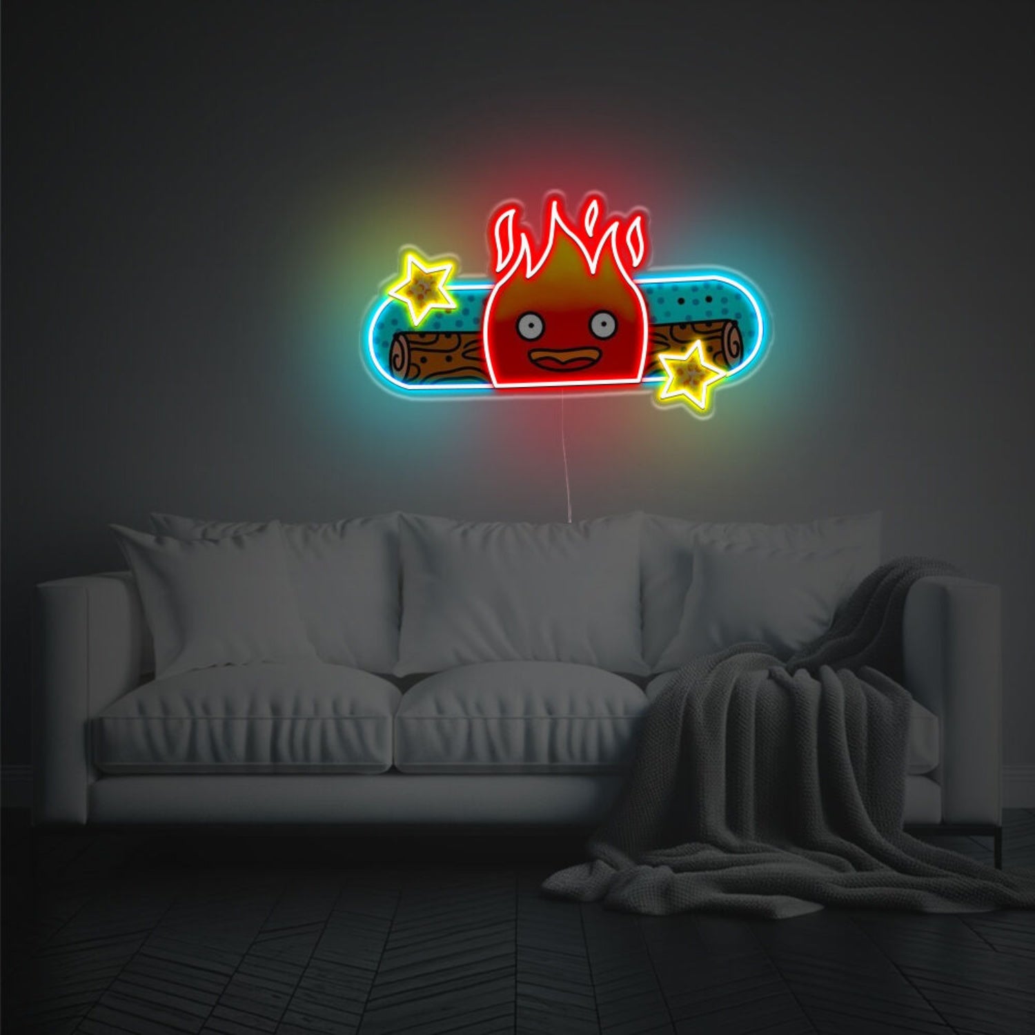 Flame Boy With Skateboard Led Neon Acrylic Artwork | Shineneon