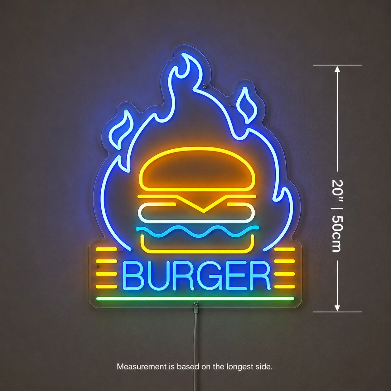 Flame Burger Neon Sign LED Neon Sign size image