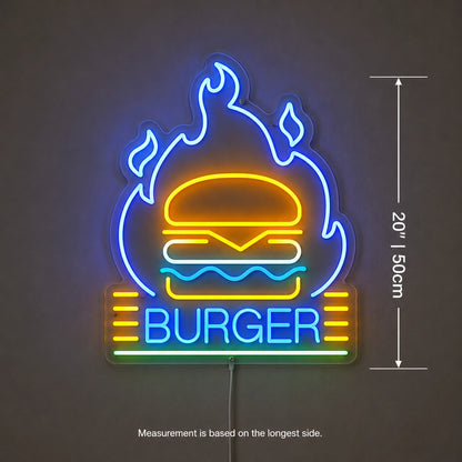 Flame Burger Neon Sign LED Neon Sign size image