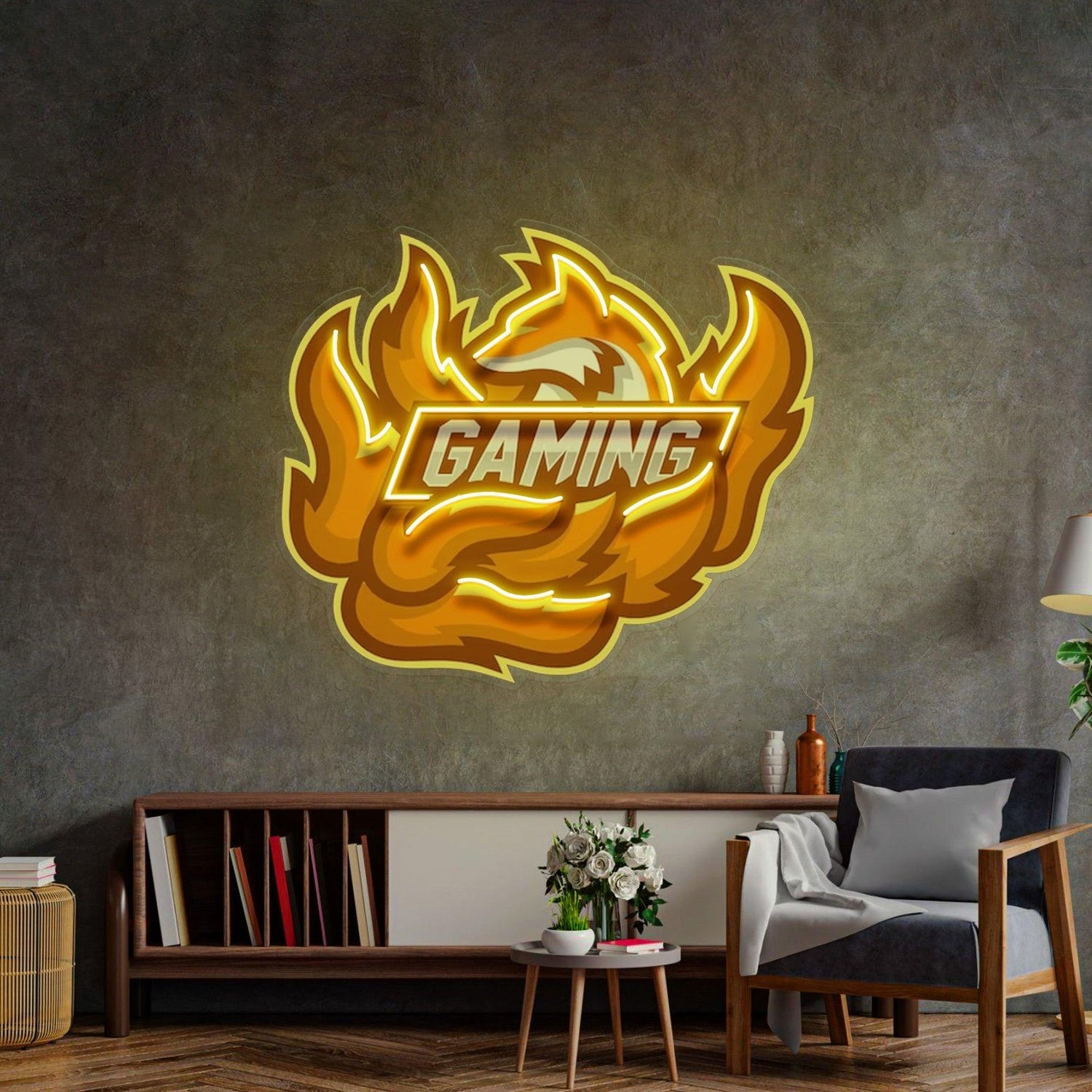 Flame Fox Gamer Uv Printed Led Neon Sign Gaming Room Decor | Shineneon