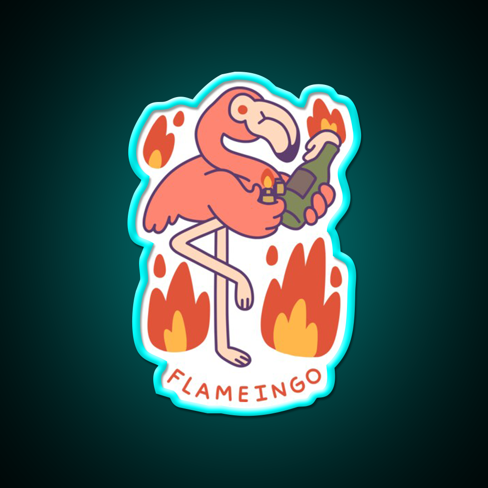 Flameingo Cocktail Bar Decor Led Neon Sign Rgb Color - Size and dimension reference
