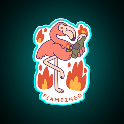 Flameingo Cocktail Bar Decor Led Neon Sign Rgb Color - Size and dimension reference