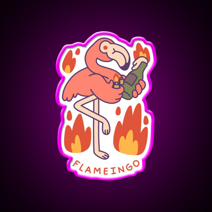 Flameingo Cocktail Bar Decor Led Neon Sign Rgb Color - Neon sign mounted on wall in room