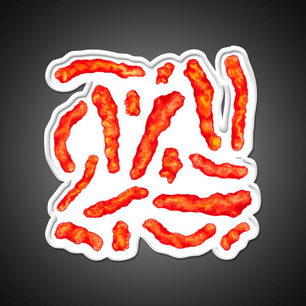Flamin Hot Cheese Puff Pattern Yellow Snack Food Led Neon Sign Rgb Color - Shineneon