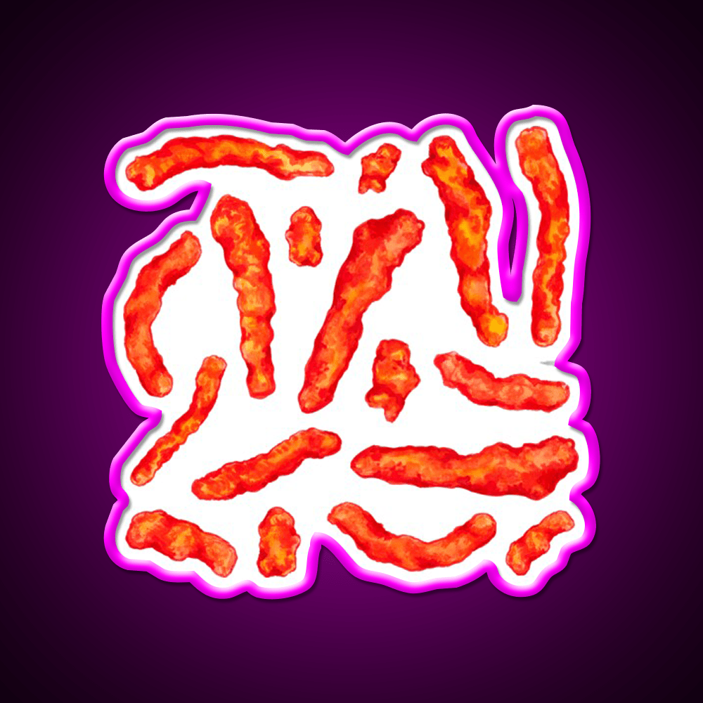 Flamin Hot Cheese Puff Pattern Yellow Snack Food Led Neon Sign Rgb Color - Shineneon