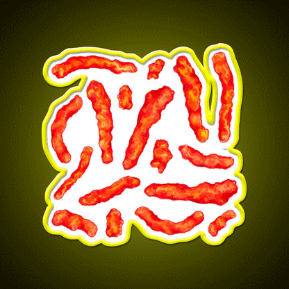 Flamin Hot Cheese Puff Pattern Yellow Snack Food Led Neon Sign Rgb Color - Custom LED neon sign front view