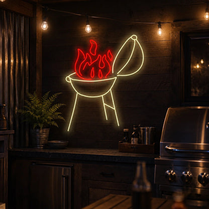 Flaming BBQ Grill LED Neon Sign - Shineneon