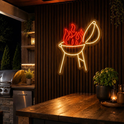 Flaming BBQ Grill LED Neon Sign - Shineneon