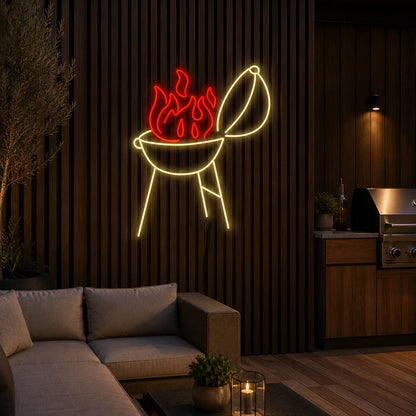 Flaming BBQ Grill LED Neon Sign - Shineneon