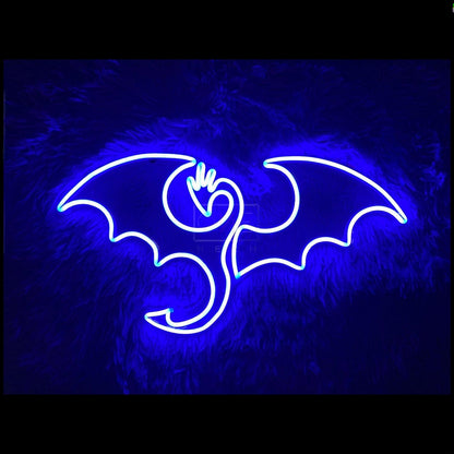Flaming Dragon Blue Purple Bat Led Neon Sign For Gothic Bar Halloween Decor | Shineneon