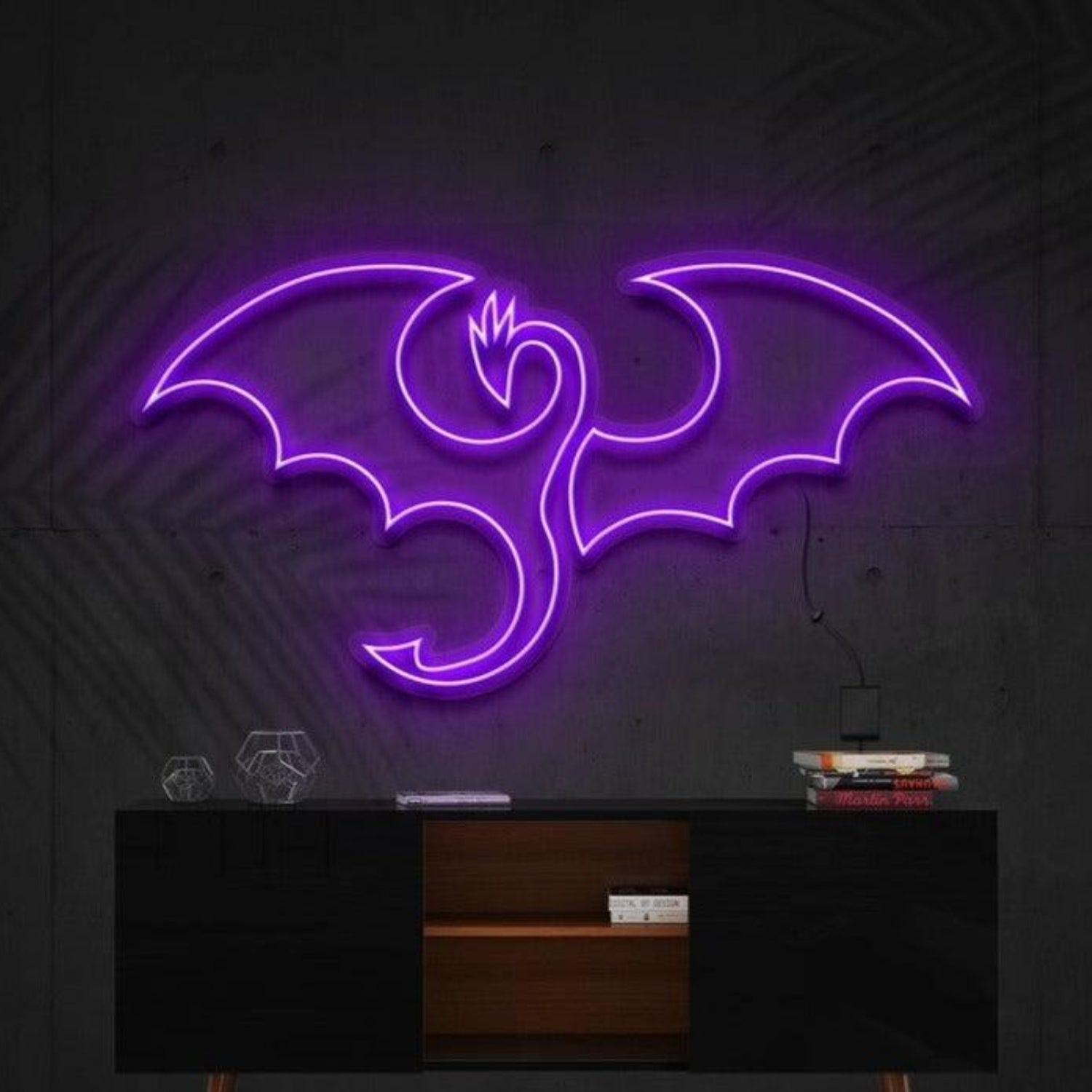 Flaming Dragon Blue Purple Bat Led Neon Sign For Gothic Bar Halloween Decor | Shineneon